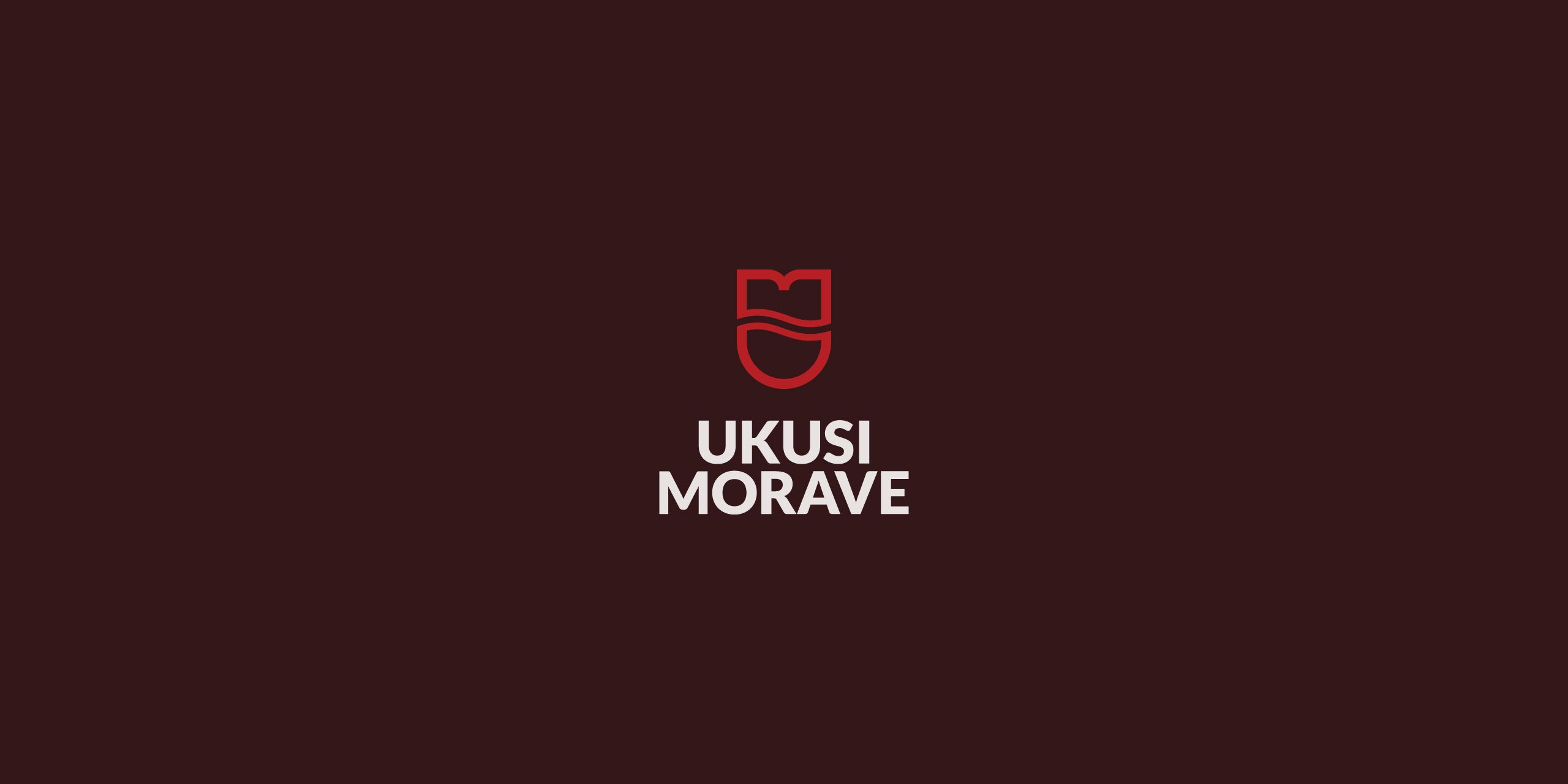 Ukusi Morave primary logo on the wine red background
