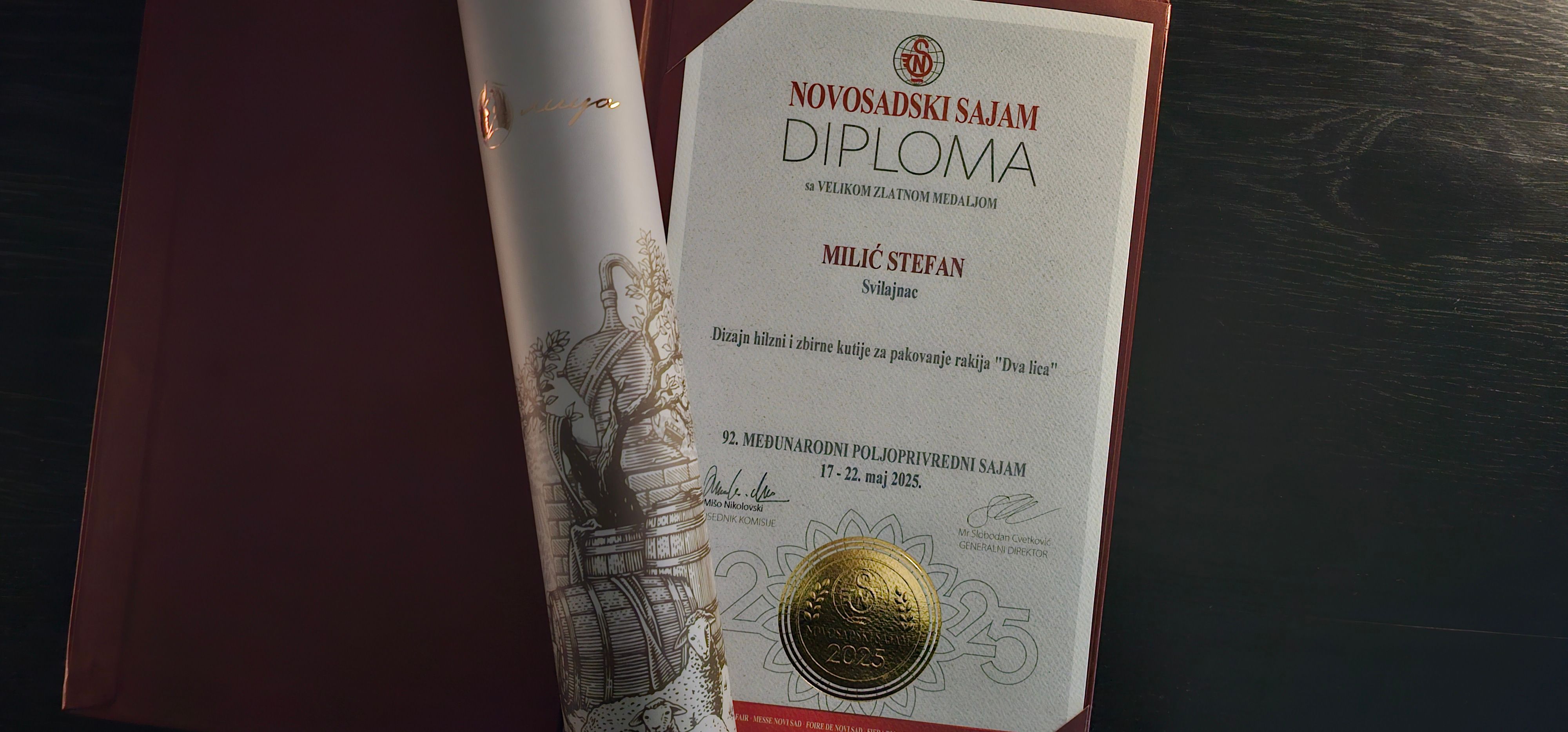 Dva lica bottle and copper-foiled tube
