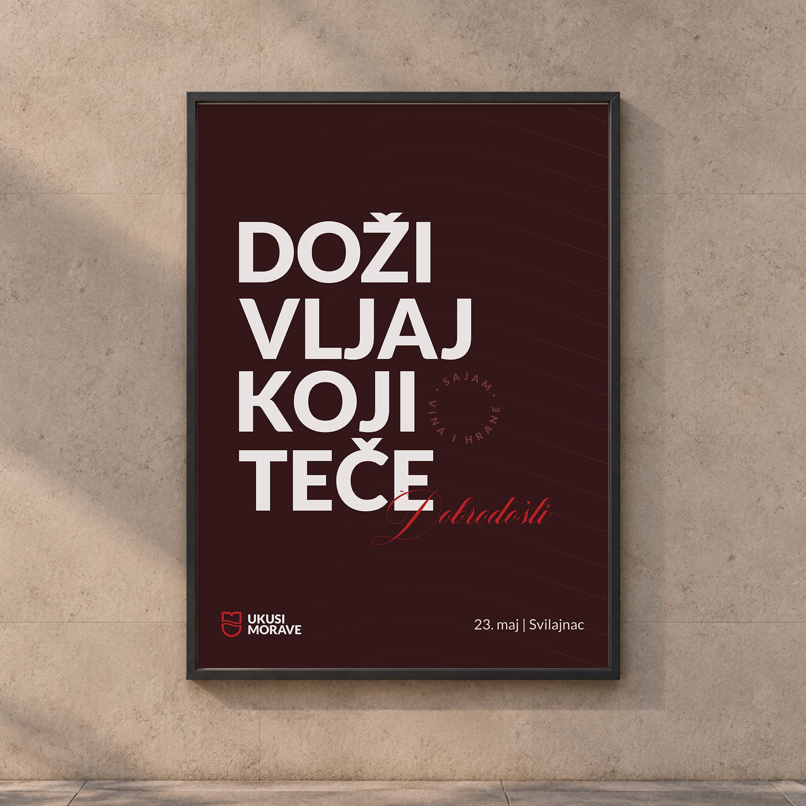 Wine red across Ukusi Morave print materials